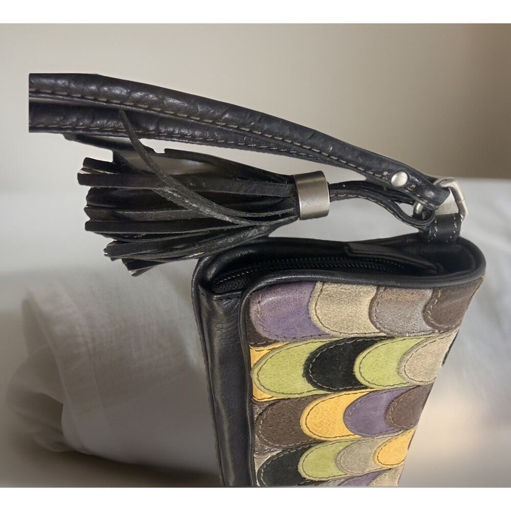 Fossil Multi-Color Patchwork Leather Wristlet Clu… - image 2